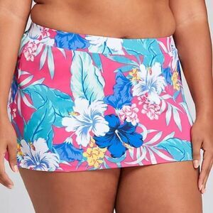 26W Skirted Swim Brief Power Mesh Side Slit Red